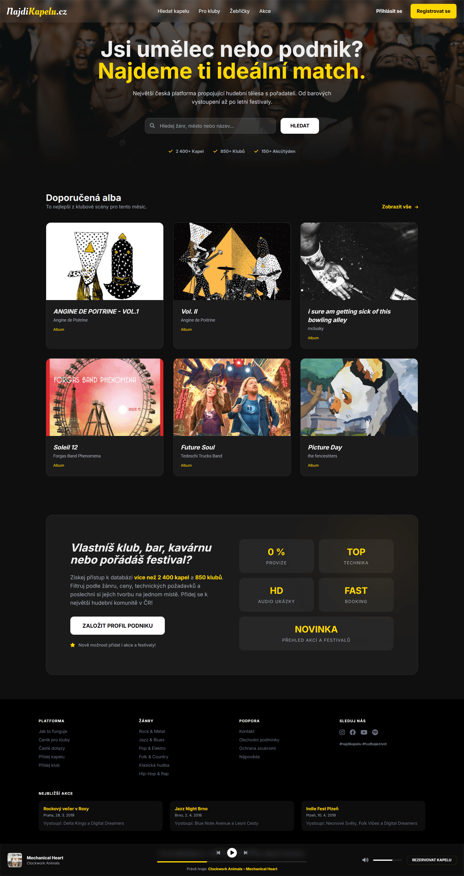 NajdiKapelu.cz – Brand design a tvorba webu – ukázka 1